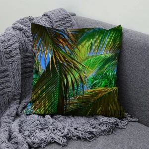 Housse de Coussin Feuille Palmier