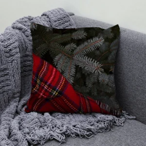 Housse de Coussin Noel Tartan - Ambiance Hiver